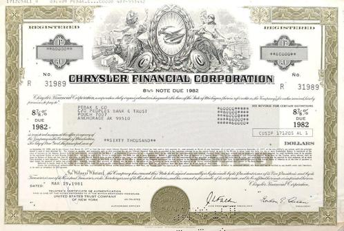 Chrysler Financial Corporation 1981, Postzegels en Munten, Aandelen en Waardepapieren, Obligatie of Lening, 1970 tot heden, Ophalen of Verzenden