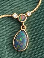 Prachtige 14K Gold filled Opaal triplets en zirkonia's ketti, Met edelsteen, Nieuw, Ophalen of Verzenden, Goud
