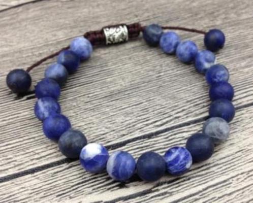 Sodaliet armband verstelbaar, Handtassen en Accessoires, Armbanden, Nieuw, Overige materialen, Blauw, Met bedels of kralen, Ophalen of Verzenden