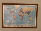 Wereldkaart ingekaderd, Maison & Meubles, Accessoires pour la Maison | Peintures, Dessins & Photos, Comme neuf, 75 à 100 cm, 50 à 75 cm
