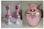 Vases Soliflore opaline rose + camée (3 vases), Ophalen