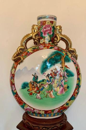 MAGNIFICENT MOON VASE WITH DRAGONS GOLD GILDING H.52CM beschikbaar voor biedingen