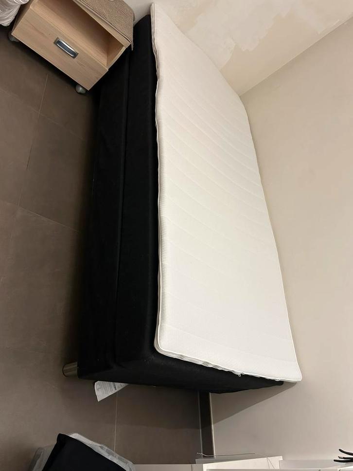 Eenpersoons Boxspring, Huis en Inrichting, Slaapkamer | Boxsprings, Zo goed als nieuw, 90 cm, 200 cm, Eenpersoons, Zwart, Ophalen