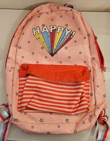 Rugzak, happy, rose-rode, meisje beschikbaar voor biedingen