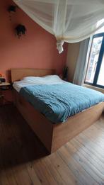 Massief Houten Bedframe - Handgemaakt 180x220 met opbergruim, Ophalen, Gebruikt, 80 cm, Hout