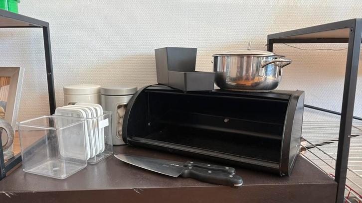 Varia keukenbenodigdheden: opbergdozen, pot, afdruipbak, Huis en Inrichting, Keuken | Keukenbenodigdheden, Zo goed als nieuw, Ophalen