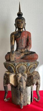 Oud Boeddhabeeld op olifanten - Thailand, Ophalen of Verzenden