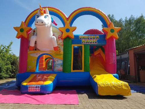 Multiplay unicorn springkasteel te huur, Hobby en Vrije tijd, Feestartikelen | Verhuur, Ophalen of Verzenden