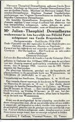 Julien Dewaelheyns Oplinter ongeval Hakendover 1942, Collections, Images pieuses & Faire-part, Enlèvement ou Envoi