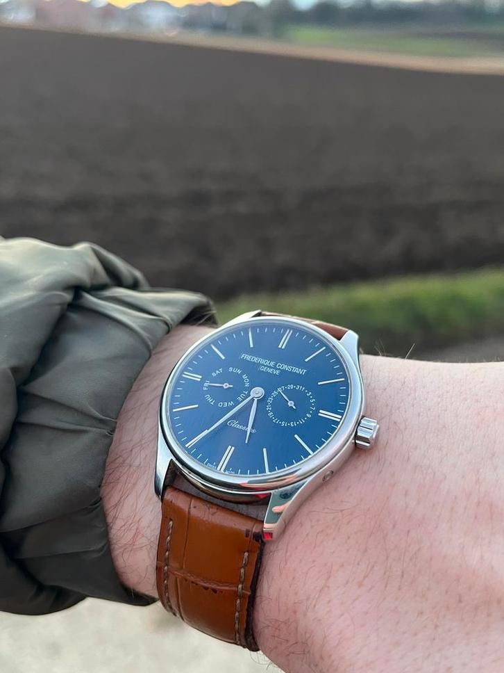 Frederique Constant horloge, Handtassen en Accessoires, Horloges | Heren, Zo goed als nieuw, Polshorloge, Overige merken, Staal