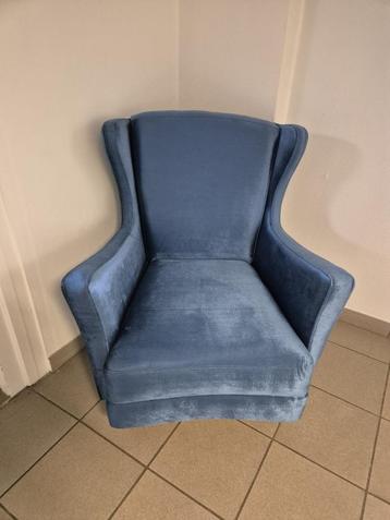 Wingchair - turquoise - polyester fluweel beschikbaar voor biedingen