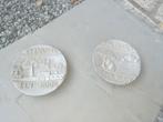 2 retro spreuk bordjes in gegoten aluminium, Antiek en Kunst, Ophalen of Verzenden