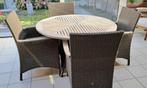 TUINSET - TAFEL EN 4 KUIPZETELS, Ophalen, 4 zitplaatsen, Zo goed als nieuw, Tuinset