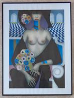 JEF VAN TUERENHOUT / NAAKTE KONINGIN / KLEURZEEFDRUK 81x60cm, Enlèvement