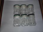 6 glazen potjes 580 ml, Ophalen of Verzenden, Zo goed als nieuw, Glas, Kom(men)