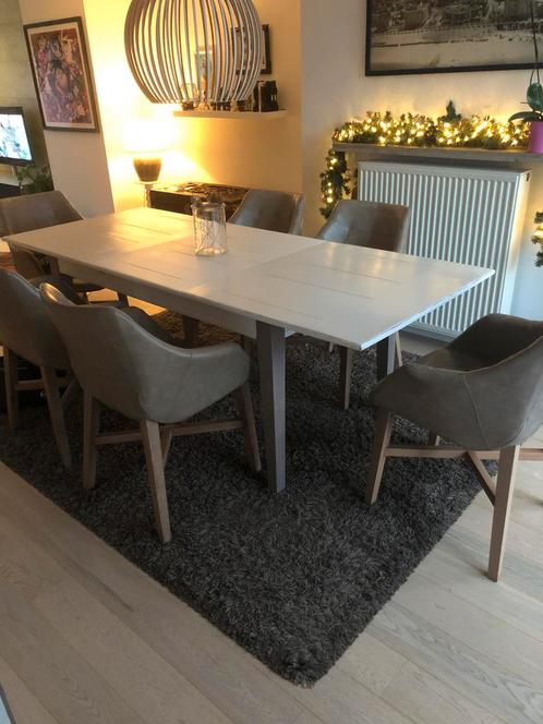 Eettafel met 6 stoelen en mat, Huis en Inrichting, Complete eetkamers, Gebruikt, 4 tot 6 stoelen, Ophalen