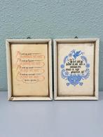 Twee Vintage wandbordjes met spreuk gezegde tekst wc deco, Ophalen of Verzenden