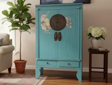 Chinese kast met bloemenprint beschikbaar voor biedingen