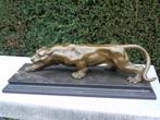 bronzen panter gesigneerd op bewerkt marmer!, Ophalen, Brons