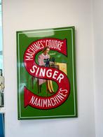SINGER emaille reclamebord, Ophalen of Verzenden, Gebruikt, Reclamebord
