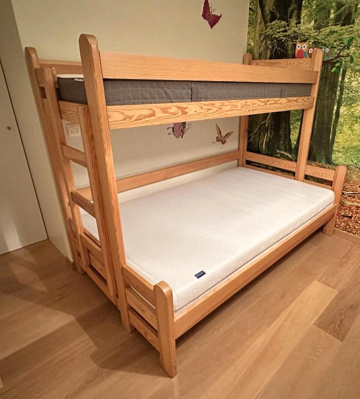 Stapelbed incl. matrassen 80x200 + 120x200 met 2 rollades, Maison & Meubles, Chambre à coucher | Lits superposés & Lits mezzanines