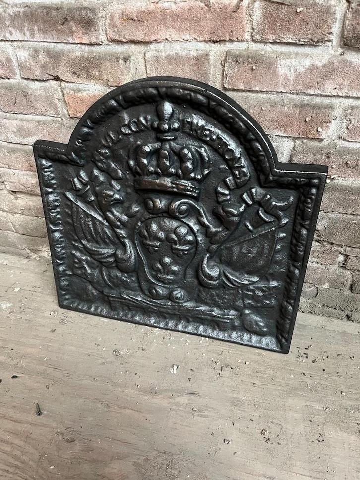 Antieke Gietijzeren Franse Haardplaat, Huis en Inrichting, Haarden, Zo goed als nieuw, Ophalen of Verzenden