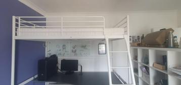 Lit mezzanine Ikea Svärta avec bureau, 90 cm, 180 à 200 cm, Enlèvement, 200 cm