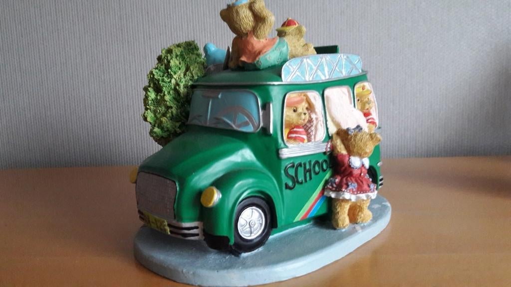 Spaarpot schoolbus met beren, Ophalen of Verzenden, Zo goed als nieuw