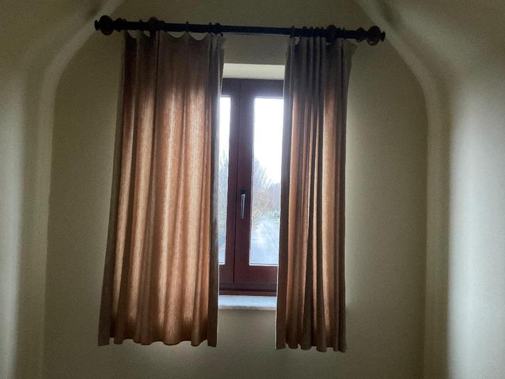 gordijnen, Huis en Inrichting, Stoffering | Gordijnen en Lamellen, Gebruikt, 100 tot 150 cm, 100 tot 150 cm, Bruin, Ophalen