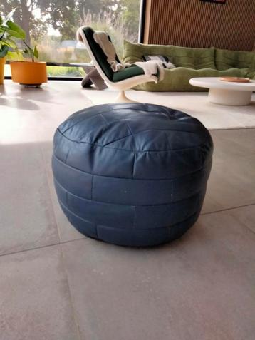 Vintage patchwork poef donkerblauw  beschikbaar voor biedingen