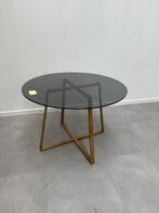 Table ronde dorée avec plateau en verre, Maison & Meubles, Enlèvement, Rond