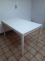Witte tafel, verlengbaar., Huis en Inrichting, Tafels | Eettafels, Ophalen, Zo goed als nieuw