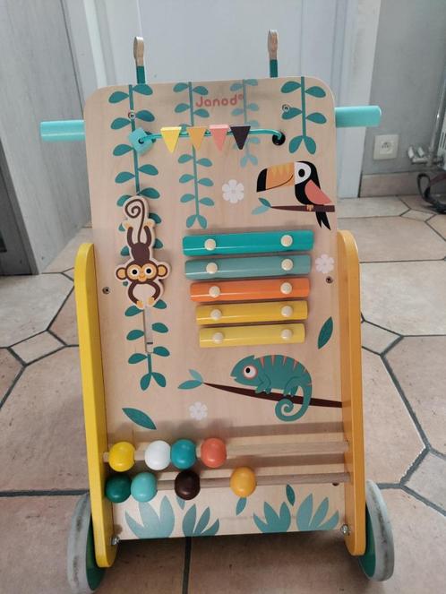 Chariot d'éveil/ trotteur Janod, Kinderen en Baby's, Speelgoed | Houten speelgoed, Zo goed als nieuw, Duw- of Trekspeelgoed, Ophalen