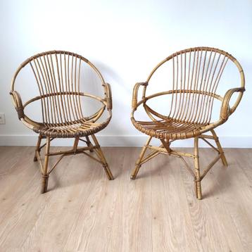 Set van 2 rotan stoelen jaren '60 beschikbaar voor biedingen