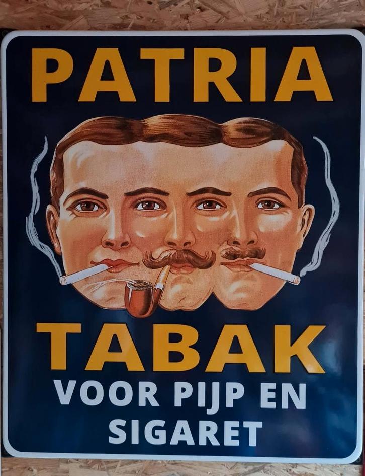 Patria tabak emaillen reclame bord mancave decoratie borden, Verzamelen, Merken en Reclamevoorwerpen, Zo goed als nieuw, Reclamebord