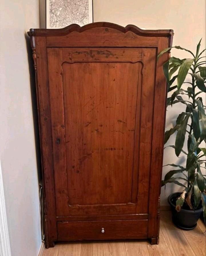 vintage ⭐ prachtige 20e-eeuwse breigoedkast met 1 lade, mass, Huis en Inrichting, Lampen | Wandlampen, Gebruikt, Hout, Metaal