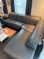 Leren grijze hoekzetel, Huis en Inrichting, Ophalen, Zo goed als nieuw, Leer