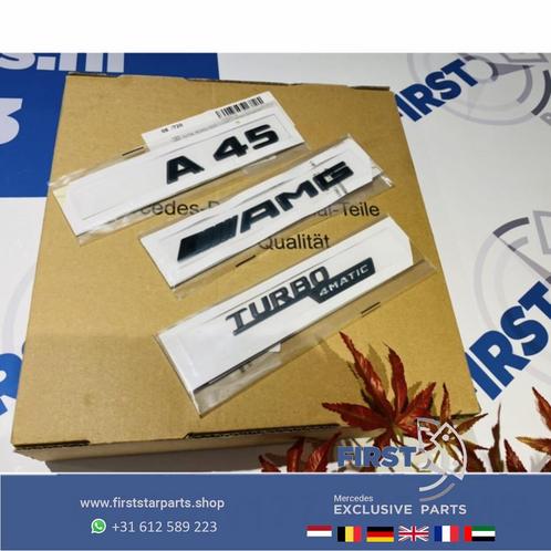 W176 W177 A45 AMG LOGO SET ZWART EMBLEMEN Mercedes A KLASSE, Auto-onderdelen, Carrosserie, Mercedes-Benz, Gebruikt, Ophalen of Verzenden
