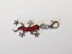 Sterling zilveren bedel rode gekko, Comme neuf, Argent, 4 bracelets à breloques ou plus, Avec strass