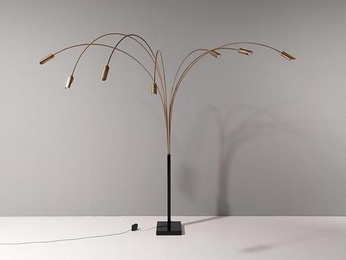 Imposante Italiaanse vintage arc-lamp met 7 armen, Huis en Inrichting, Lampen | Vloerlampen, Gebruikt, 200 cm of meer, Metaal
