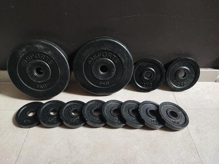 22kg Halterschijven. (30mm), Sport en Fitness, Fitnessmaterialen, Gebruikt, Halterschijven, Armen, Benen, Borst, Buik, Rug, Ophalen