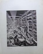 RUDY VAN HAUWE / VERLOREN EINDE / HOUTSNEDE / 45x36cm / SIG, Ophalen of Verzenden