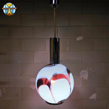 Vintage Aubergine glazen Carlo Moretti Murano hanglamp (70s) beschikbaar voor biedingen