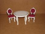 Lundby rococo tafel en 2 stoelen, Collections, Utilisé, Enlèvement ou Envoi