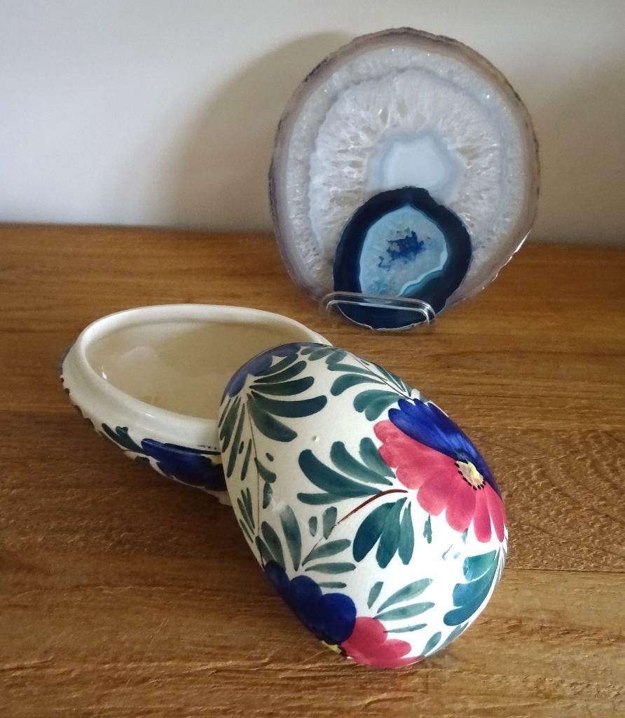 Eivormige handbeschilderde dekselpot Faïencerie de Froyennes, Antiek en Kunst, Ophalen of Verzenden