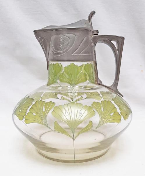 Carafe Art Nouveau - ginkgo., Antiquités & Art, Antiquités | Services (vaisselle) pièces, Enlèvement ou Envoi