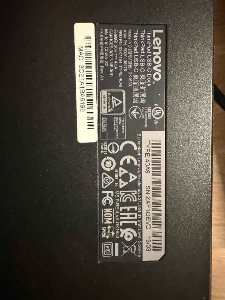 Lenovo ThinkPad Thunderbolt Workstation Dock, Computers en Software, Dockingstations, Zo goed als nieuw, Docking station, Laptop