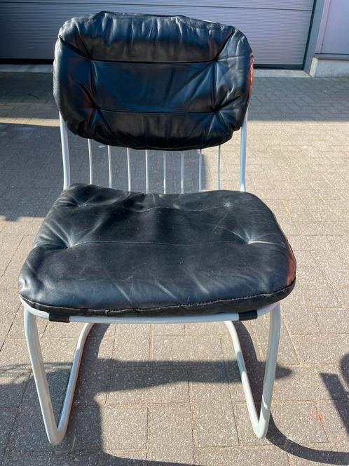 Gastone Rinaldi eetkamer stoelen grijs: zwart leder, Huis en Inrichting, Stoelen, Zo goed als nieuw, Grijs, Ophalen of Verzenden