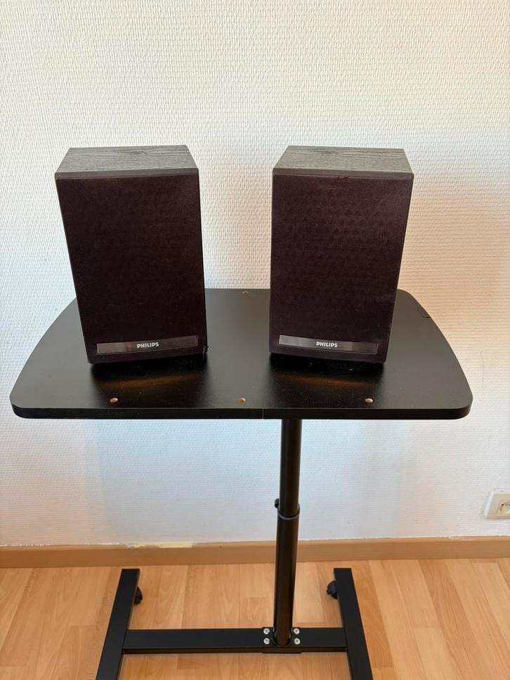 Zwarte Philips MCM305 Speakers (4 Ohm), Audio, Tv en Foto, Luidsprekerboxen, Zo goed als nieuw, Front, Rear of Stereo speakers