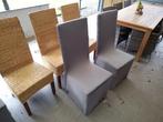 6 rieten eetkamer stoelen met of zonder overtrek, Huis en Inrichting, Stoelen, Gebruikt, Ophalen